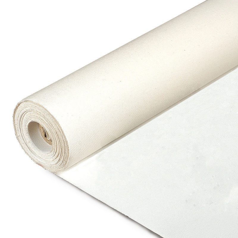 Image of a Loxley Cotton Canvas Roll that is primed and measures 1.6 by 10 metres, weighs 11 oz and 380gsm