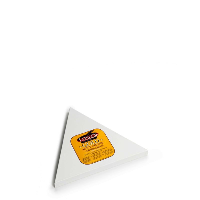 Front image of a Loxley Gold Triangular Chunky Canvas that has 12 inch sides and comes in a Box of 2