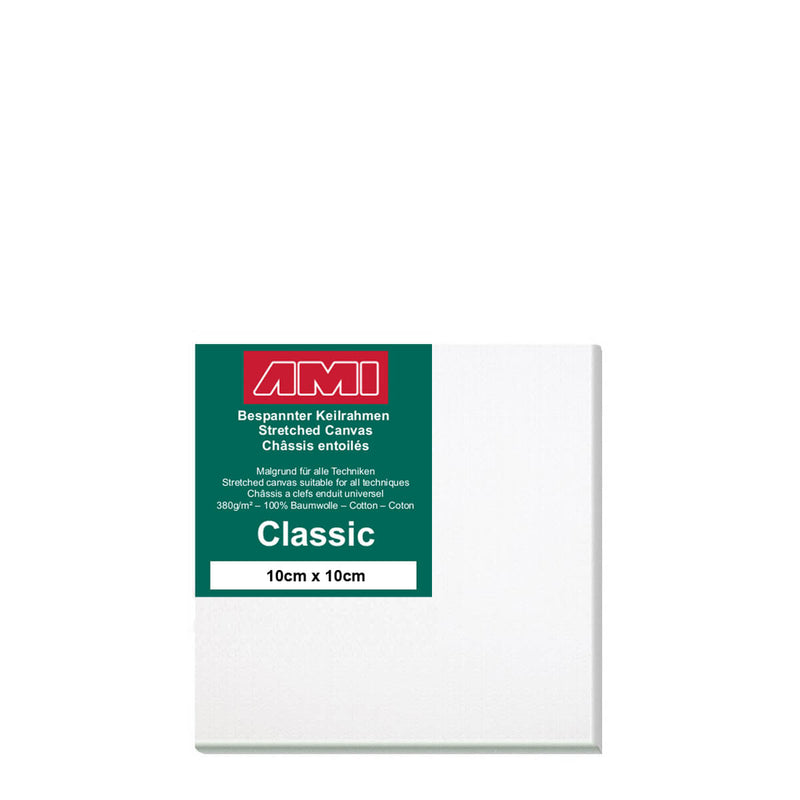 A front facing classic cotton canvas from AMI that is white and measures 10cm x 10cm