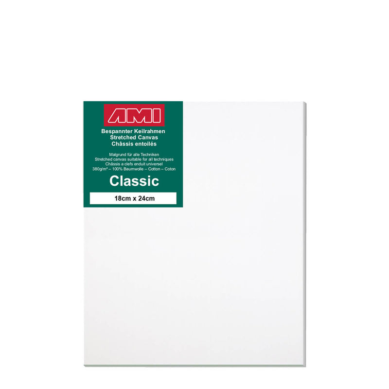 A front facing classic cotton canvas from AMI that is white and measures 24cm x 18cm