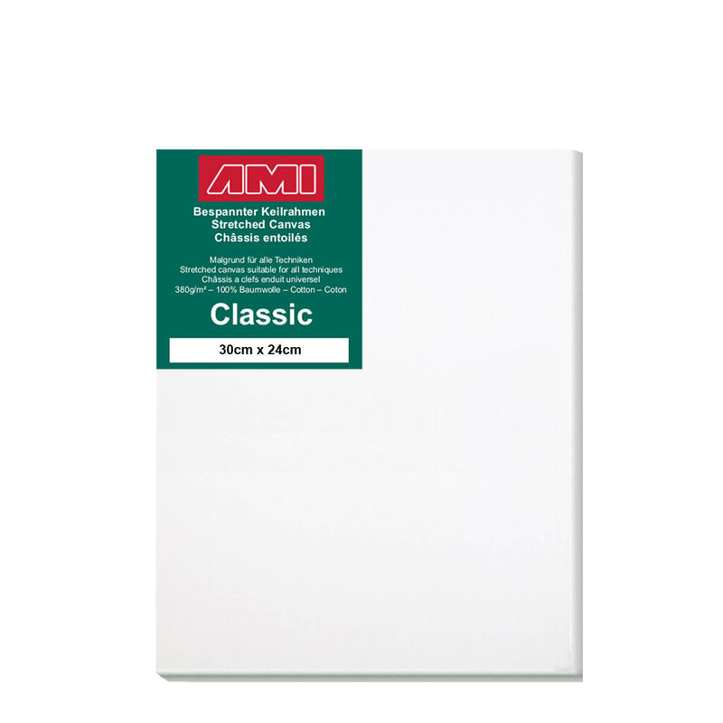 A front facing classic cotton canvas from AMI that is white and measures 30cm x 24cm