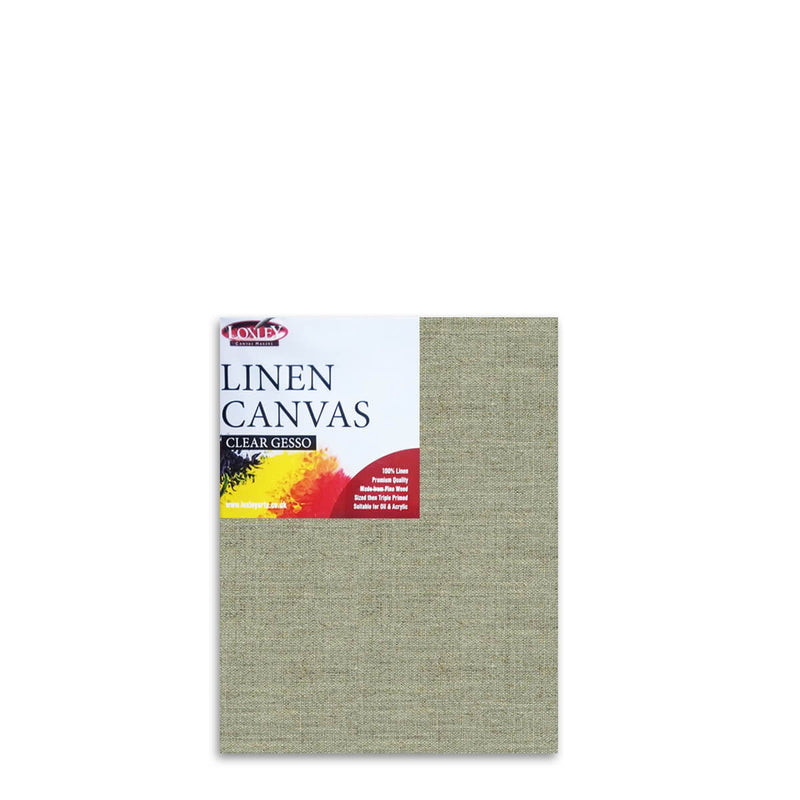 Front image of a Loxley Linen Clear Gesso Canvas that measures 18 by 14 inches and comes in a Box of 5