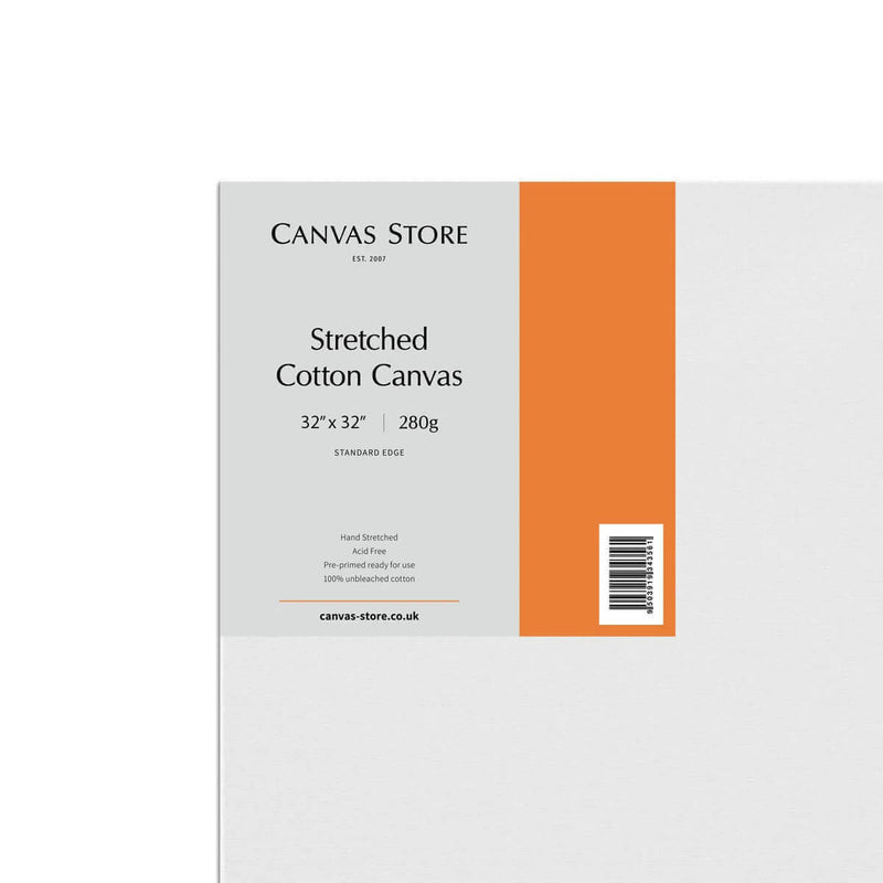 Close Up of Canvas Store Cotton Canvas Standard Edge 32inch x 32inch Box of 5
