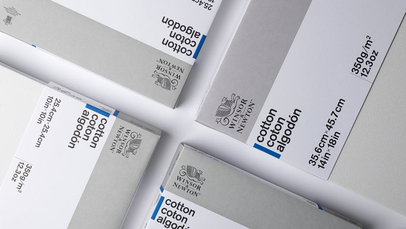 Selection of four Winsor & Newton Cotton Canvases that measure 90 by 90 centimetres organised symmetrically.