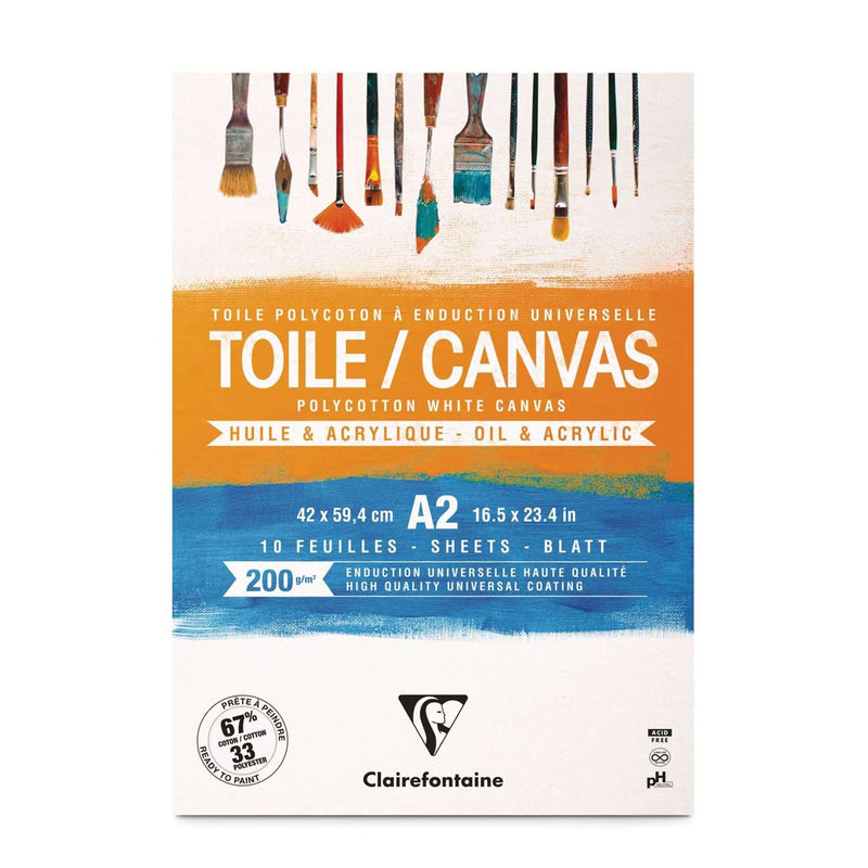 Clairefontaine Cosmos White Canvas Pad 10 Sheets - 200gsm - A2