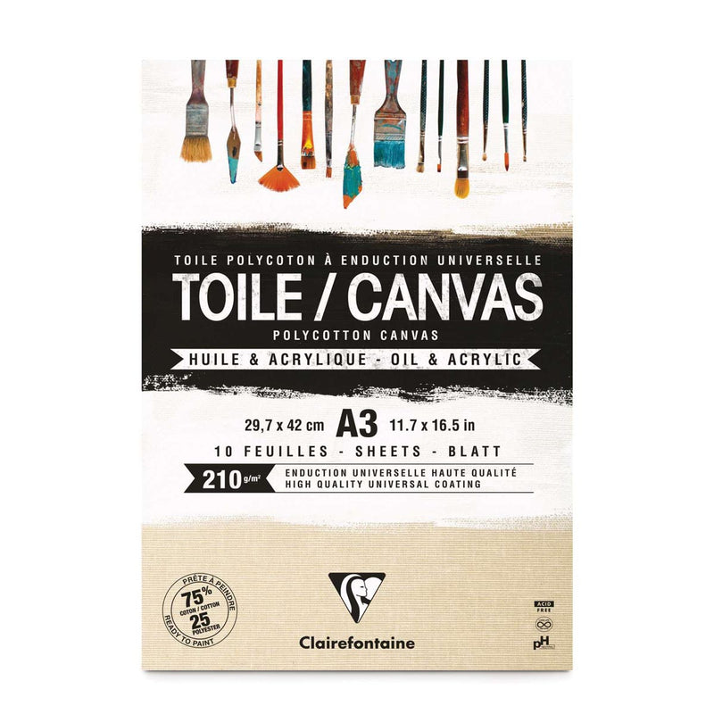 Clairefontaine Sable Natural Canvas Pad 10 Sheets - 210gsm - A3