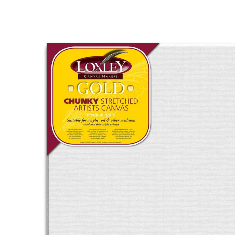 Close up of the corner of a Loxley Gold Chunky Canvas that measures 48 by 24 inches and comes in a box of 2.