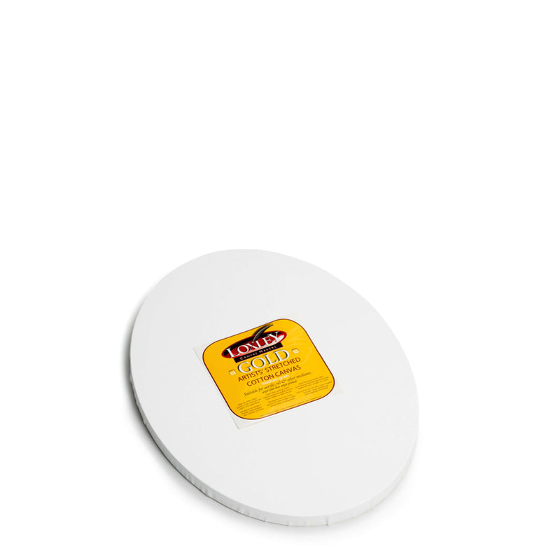 Front image of a Loxley Gold Oval Chunky Canvas that measures 20 by 16 inches and comes in a box of 10