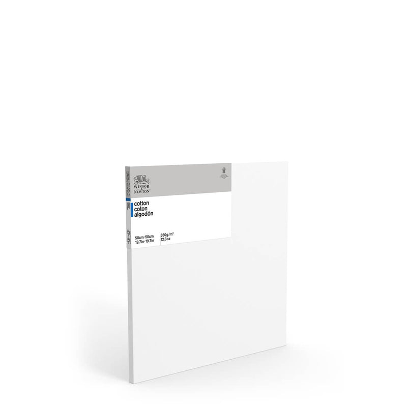 Front facing image of a Winsor & Newton Cotton Canvas that measures 50 by 50 centimetres and comes in a box of 6.
