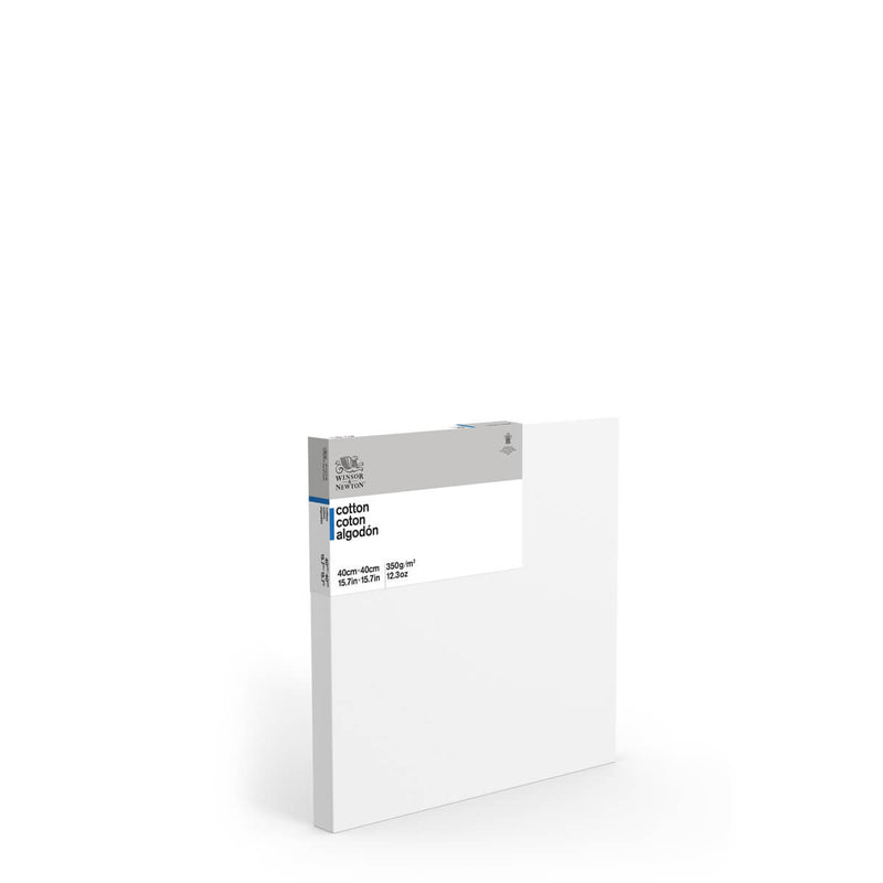 A front facing image of a Winsor & Newton Deep Edge Canvas that measures 40 by 40 centimetres and comes in a box of 3.