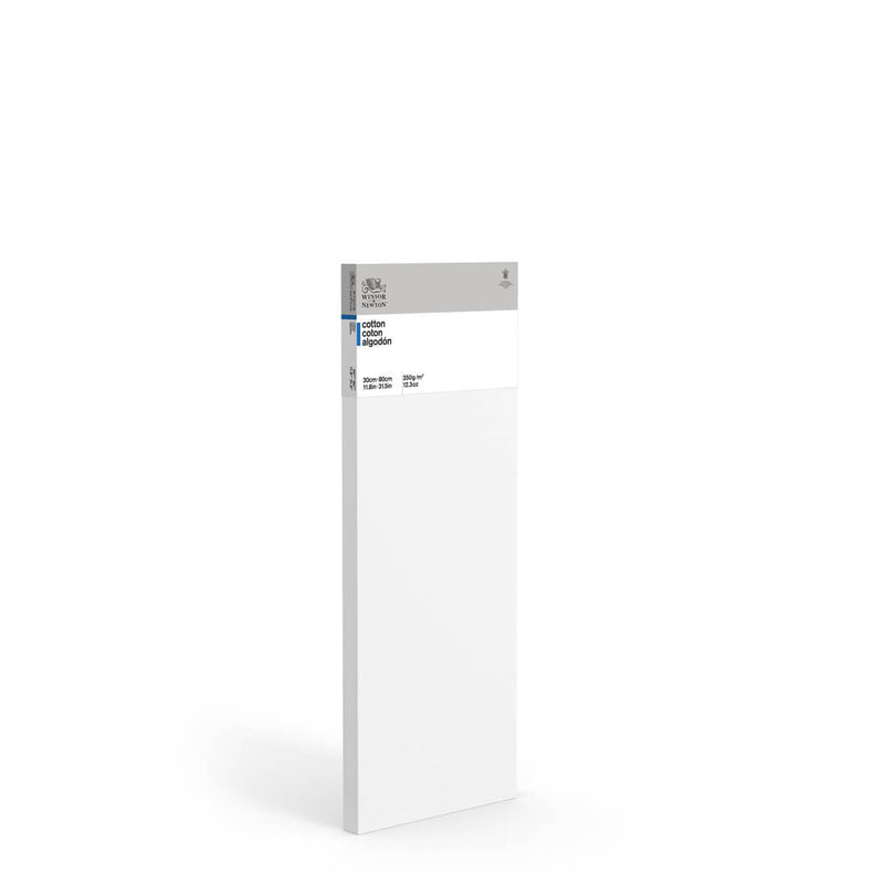 A front facing image of a Winsor & Newton Deep Edge Canvas that measures 30 by 80 centimetres and comes in a box of 3.