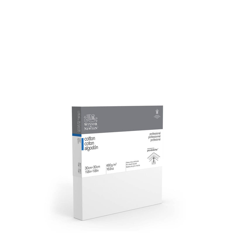 Front image of a Winsor & Newton Linen Canvas that measures 30 by 30 centimetres and comes in a box of 3