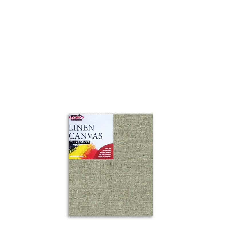 Front image of a Loxley Linen Clear Gesso Canvas that measures 12 by 10 inches and comes in a Box of 10