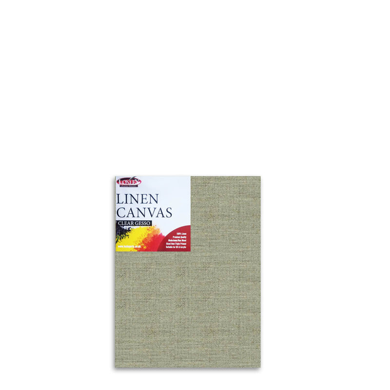 Front image of a Loxley Linen Clear Gesso Canvas that measures 16 by 12 inches and comes in a Box of 5