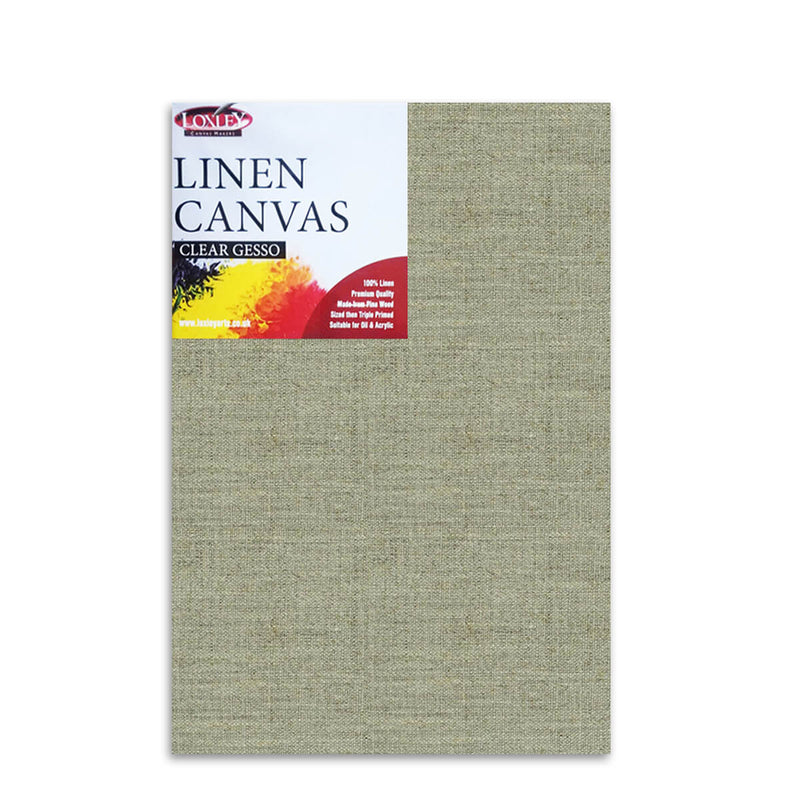 Front image of a Loxley Linen Clear Gesso Canvas that measures 30 by 20 inches and comes in a Box of 5